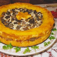 Рецепти:  Смачний картопляно-грибний пиріг