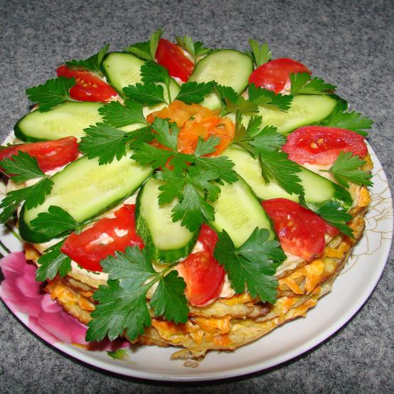 Рецепти:   Смачний ніжний овочевий тортик