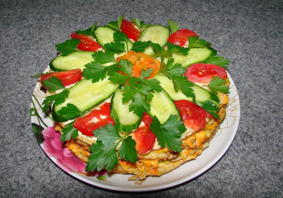 Рецепти:   Смачний ніжний овочевий тортик