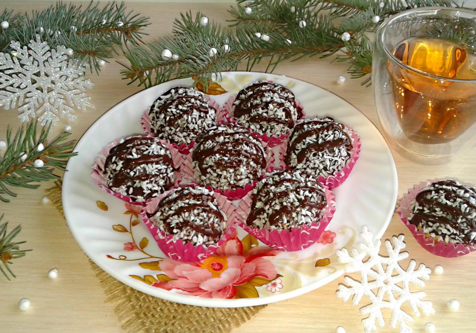 Рецепти:   Смачні домашні кокосові трюфелі із шоколадною пастою