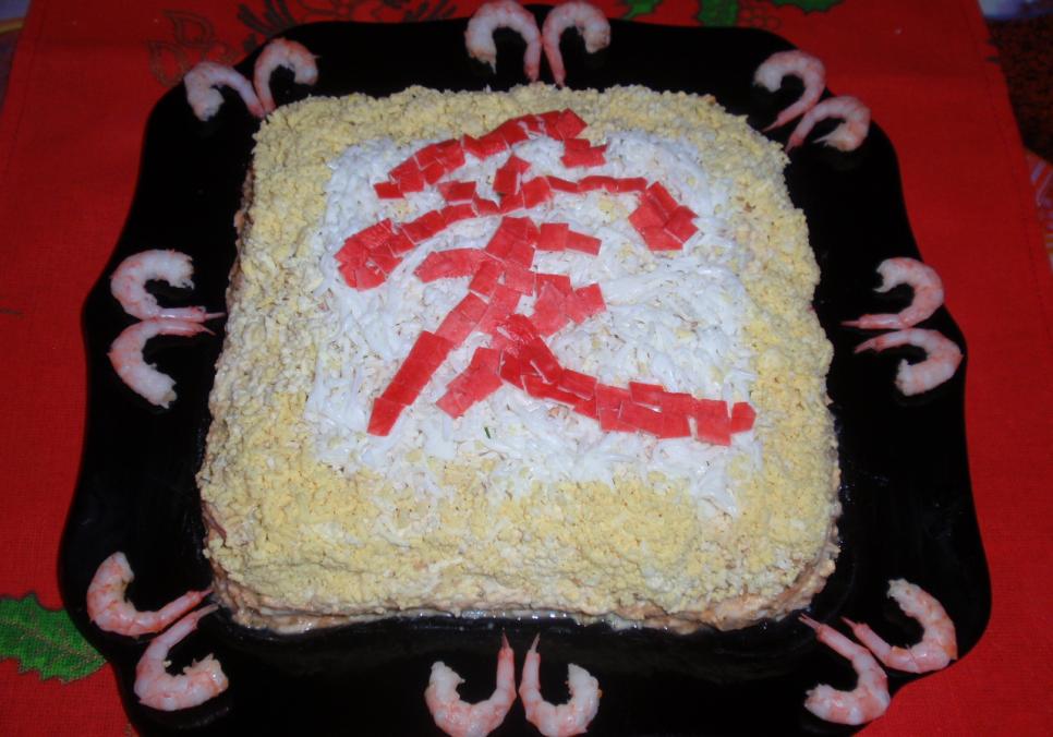 Рецепти:   Смачний цікавий святковий салат «Море кохання»