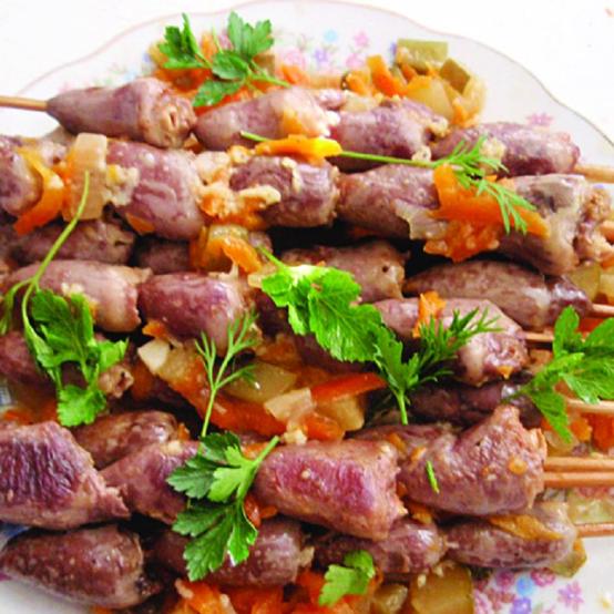 Рецепти:   Смачний поживний шашличок з курячих сердечок