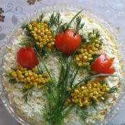 Рецепти:   Смачний домашній салат «Букет для коханої»