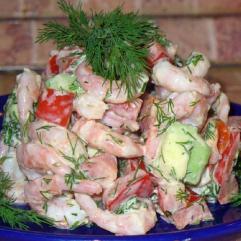 Рецепти:  Смачний  овочевий салат з креветками