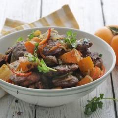 Рецепти:  Смачна ніжна куряча печінка з хурмою