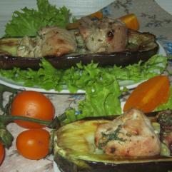 Рецепти:   Смачний  свинний  шашлик у баклажані